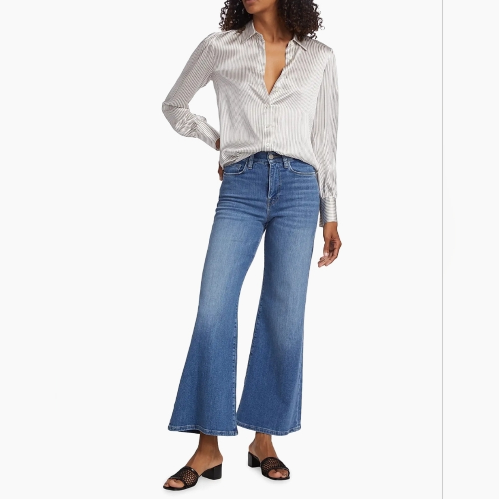 FRAME  Denim Blue Flare Wide-Leg Jeans